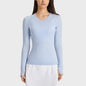 Women's long-sleeved round neck sports T-shirt, breathable and thin yoga wear