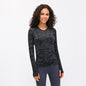 Women's long-sleeved round neck sports T-shirt, breathable and thin yoga wear