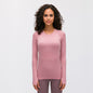 Women's long-sleeved round neck sports T-shirt, breathable and thin yoga wear