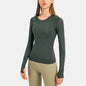 Women's long-sleeved round neck sports T-shirt, breathable and thin yoga wear