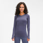 Women's long-sleeved round neck sports T-shirt, breathable and thin yoga wear