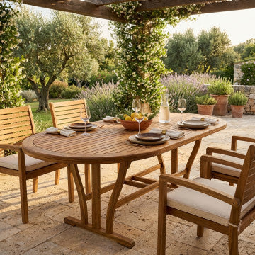Tavolo ovale allungabile in legno Acacia massiccio 180/240x100 cm
