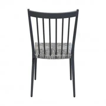 Stapelbarer Stuhl Martinica mit Sitzfläche aus grauer Polyrattan-Melange – ohne Armlehnen