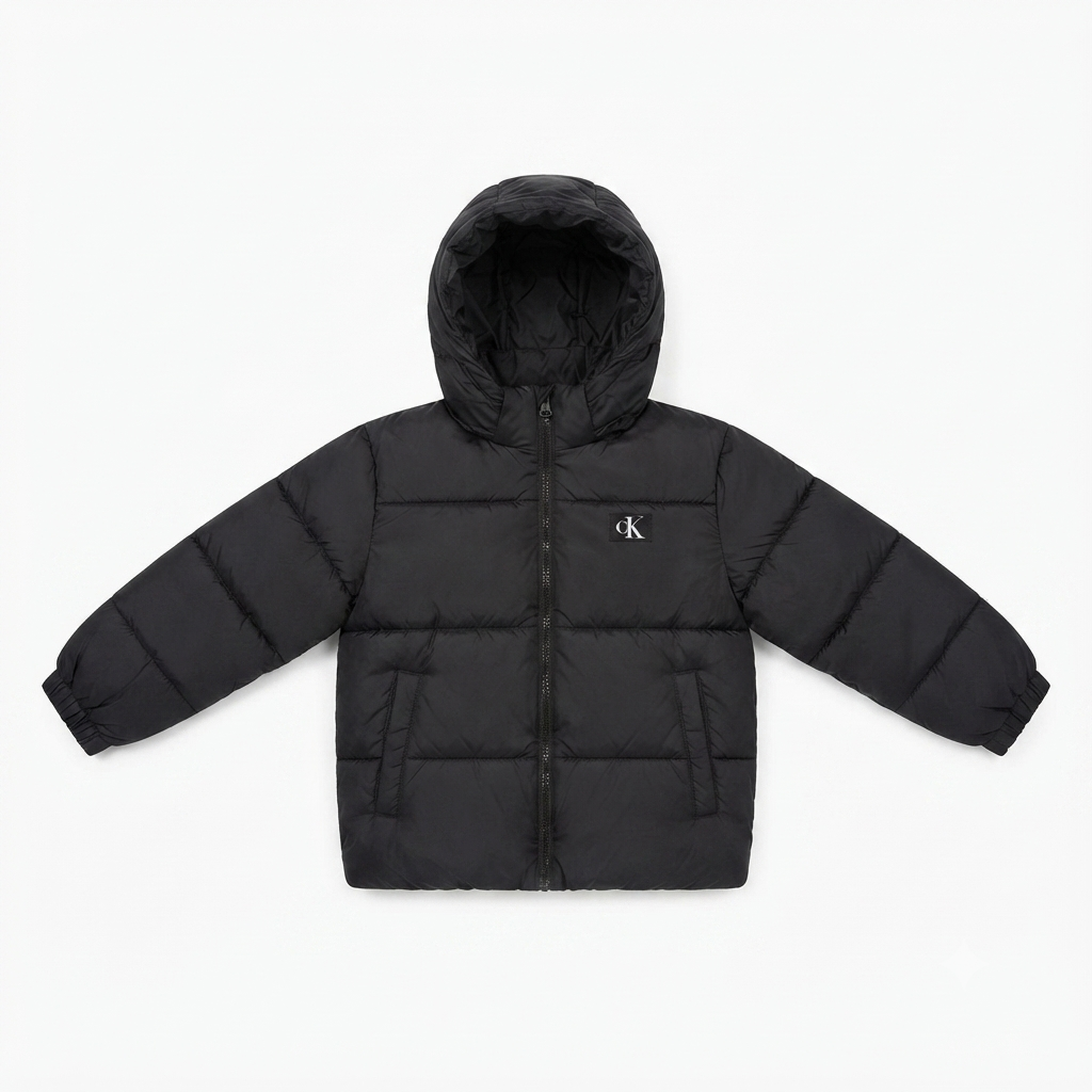 Calvin Klein piumino junior con cappuccio Puffer LVCKTJM02G BEH nero