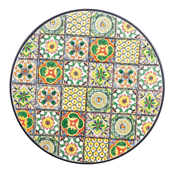 Tavolo da giardino in ceramica e ferro con mosaico Naxos Ø60 x 75h