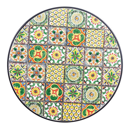 Tavolo da giardino in ceramica e ferro con mosaico Naxos Ø60 x 75h