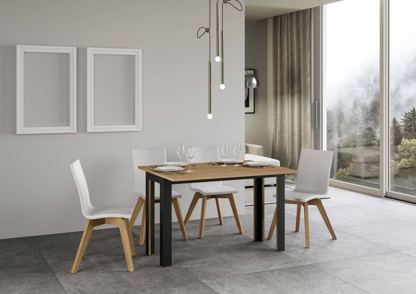 Tavolo apribile Linea Double con telaio Antracite