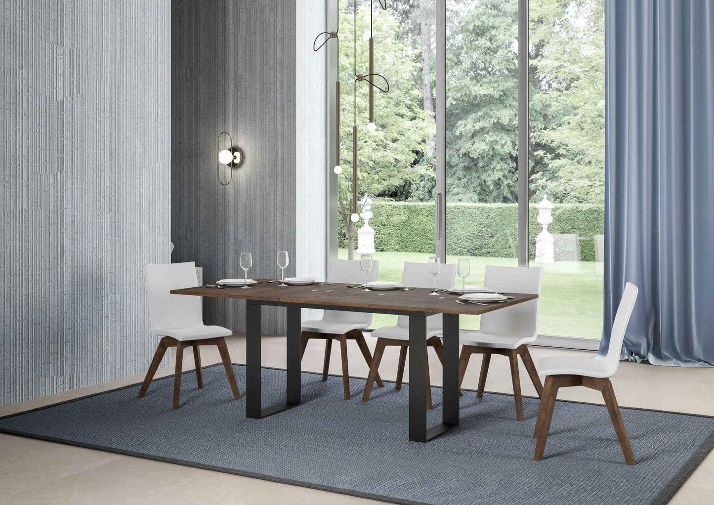 Tavolo apribile Tecno Double con diverse rifiniture