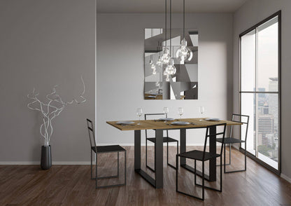 Ausziehbarer Tisch Tecno Libra mit anthrazitfarbenem Gestell, Maße 90x90/180 cm und 90x120/240 cm