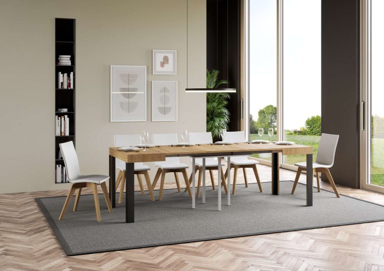 Tavolo allungabile Linea P.90 con telaio in ferro Antracite