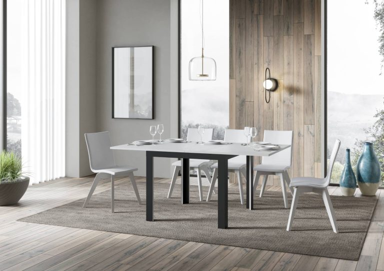 Tavolo Allungabile Linea Libra con Struttura Antracite 90x90/180 cm