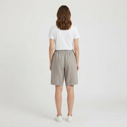 Censured pantaloncino da donna in misto lino-cotone BWC435TCOL6 132 tortora