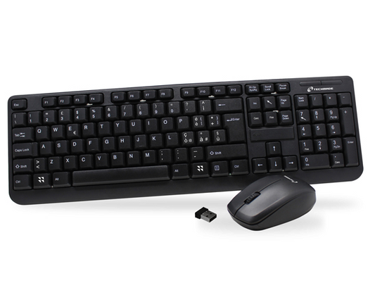 Techmade Kit Tastiera + Mouse Wireless Black Pc Computer Pkf-518+Pmf-446 Nero