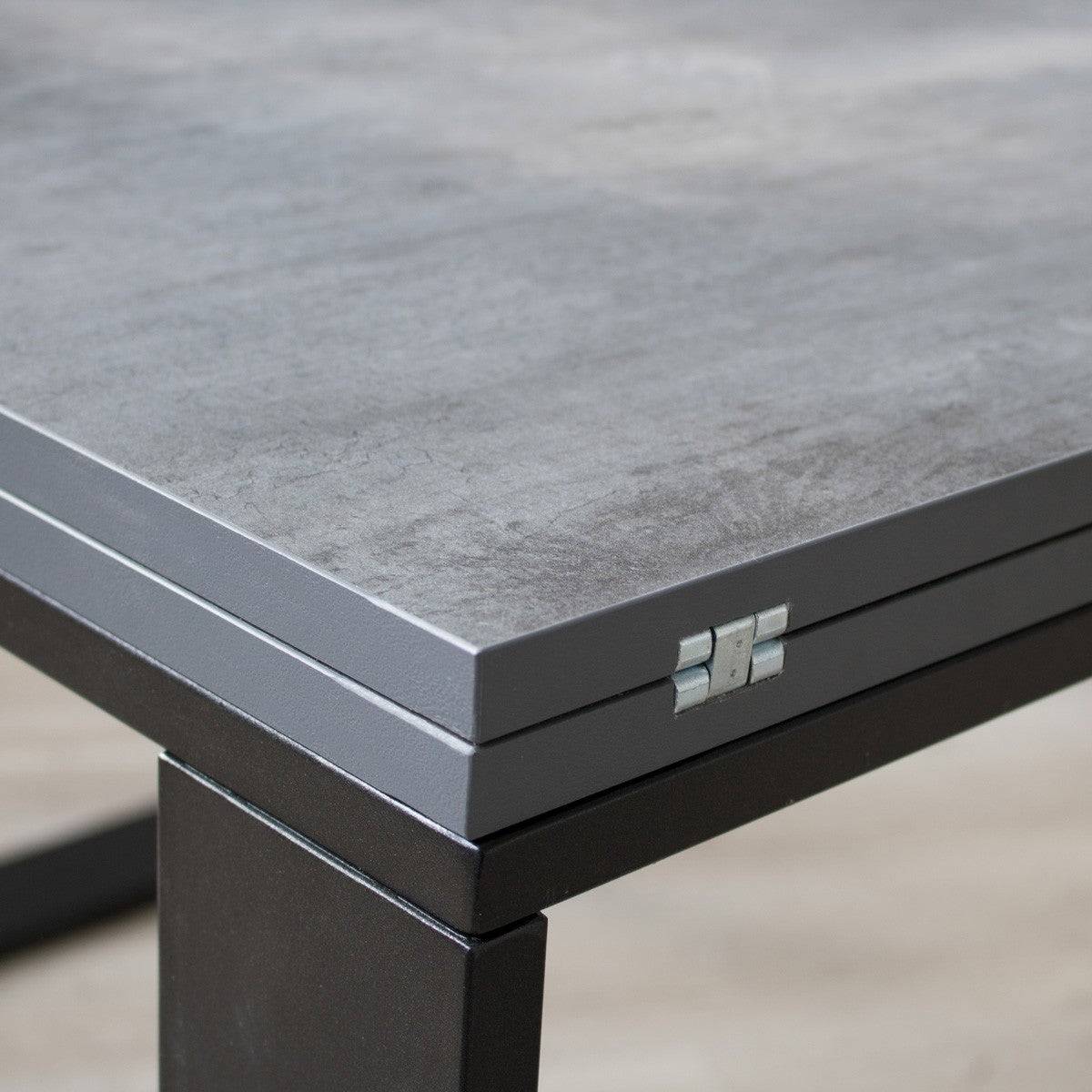 Ausziehbarer Tisch Tecno Libra mit anthrazitfarbenem Gestell, Maße 90x90/180 cm und 90x120/240 cm