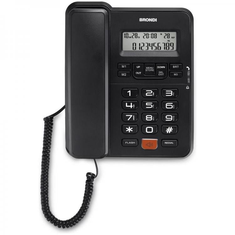 BRONDI OFFICE FESTNETZTELEFON BÜRO DESK LCD FREISPRECHFUNKTION ANZEIGE ZUHAUSE DATUM UHRZEIT