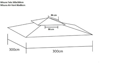 Telo di ricambio GAZEBO 3x3mt con airvent colore bianco