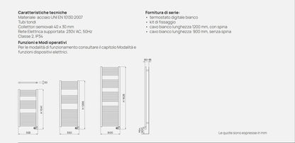 Termoarredo Elettrico De’Longhi Fantasia 1041x500 500W, Termostato Digitale Design Moderno con Tubi Tondi
