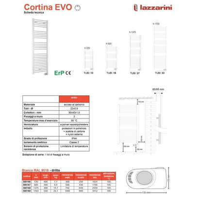 Termoarredo Lazzarini mod. Cortina EVO 920x480 elettrico bianco