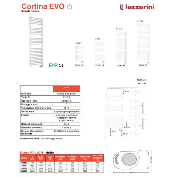 Termoarredo Lazzarini mod. Cortina EVO 920x480 elettrico bianco