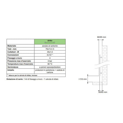 Termoarredo Lazzarini mod. Palermo 1213x500mm antracite
