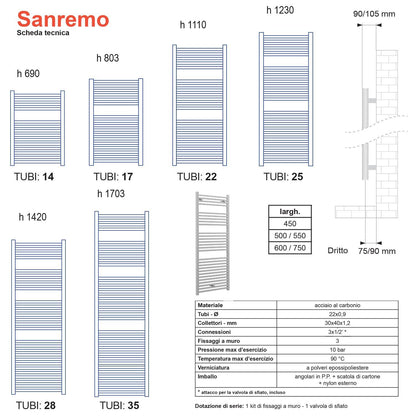 Termoarredo scaldasalviette Lazzarini Sanremo 1110x500 cromato