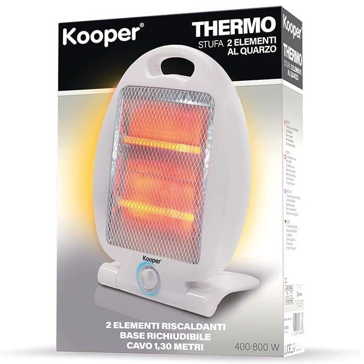 Kooper Thermo | Quarz-Elektroheizung mit 2 Heizelementen 400/800W Halogenheizlüfter