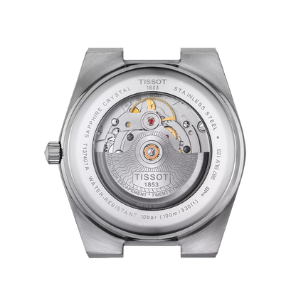 Tissot PRX Powermatic 80 T137.407.11.051.00 – Orologio automatico nero 40 mm, fondello trasparente, vetro zaffiro, bracciale acciaio