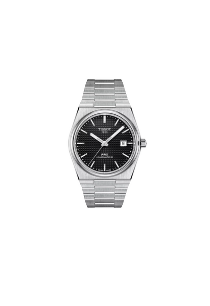 Tissot PRX Powermatic 80 T137.407.11.051.00 – Orologio automatico nero 40 mm, fondello trasparente, vetro zaffiro, bracciale acciaio