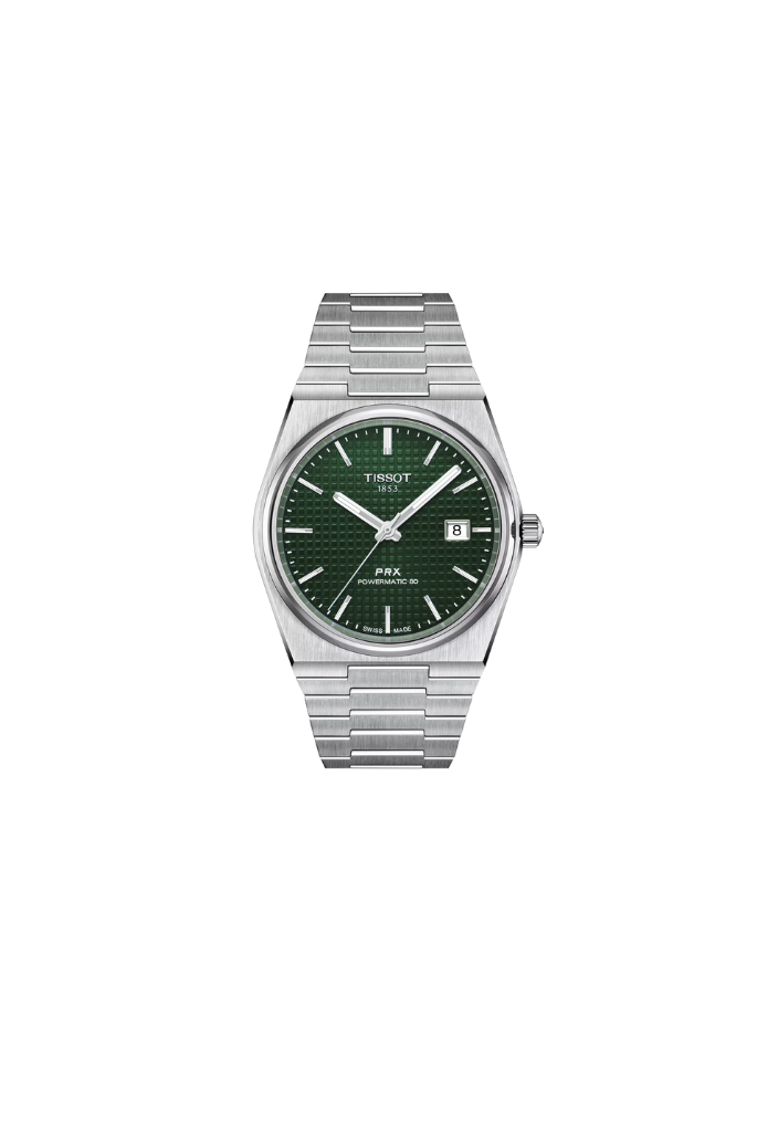 Tissot PRX Powermatic 80 T137.407.11.091.00 – Automatikuhr grün 40 mm, Edelstahlgehäuse, Saphirglas, Sichtboden