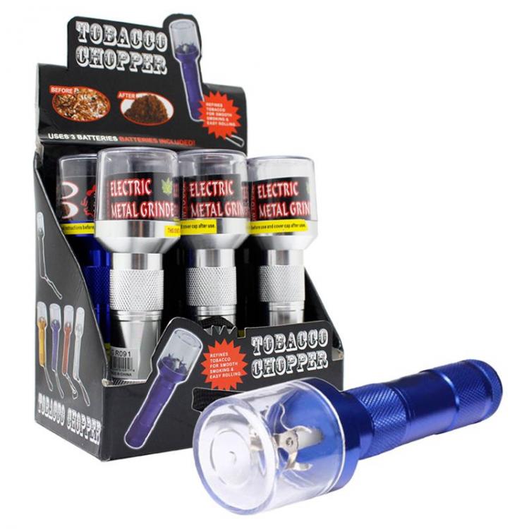 Elektrischer Grinder Aluminium Tabakzerkleinerer Kräutermühle Tabakmühle Taschenlampe Kräuter