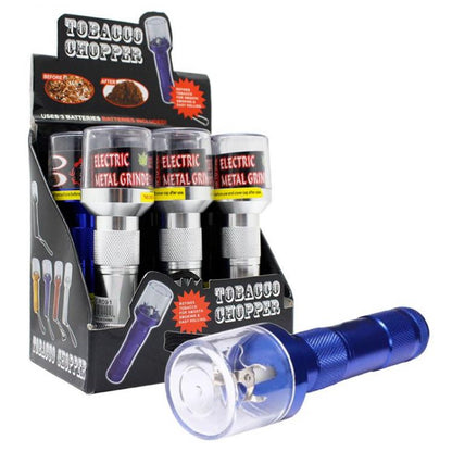 Elektrischer Grinder Aluminium Tabakzerkleinerer Kräutermühle Tabakmühle Taschenlampe Kräuter