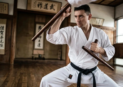 Coppia Tonfa legno allenamento Arti Marziali Kobudo Okinawa