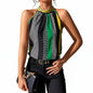 Women's Multicolor Sleeveless Summer Shirt – Vibrant Pattern High Neck