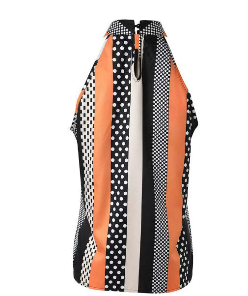 Camicia Donna Estiva Multicolore Senza Maniche – Fantasia Vivace Collo Alto