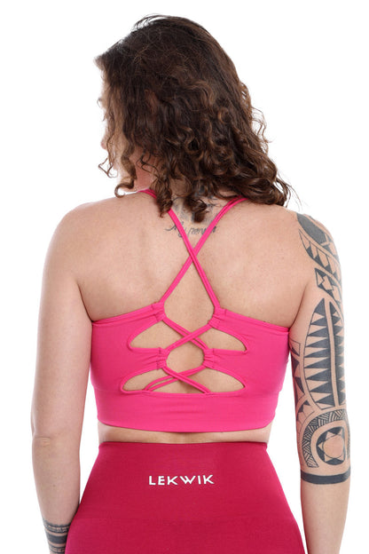 Top sportivo INES intrecciato fucsia