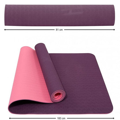 Tappetino Pilates Tappeto Yoga Materassino Fitness Gomma Tpe 6mm Bicolore Viola