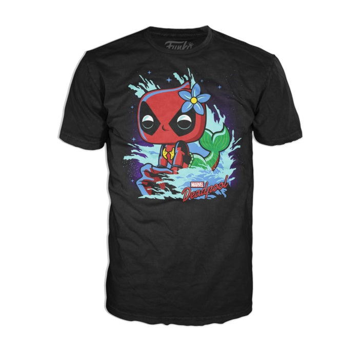 Funko Pop ! Mermaid Deadpool (321) Special Edition Con T-Shirt Xl Vinyl Figure