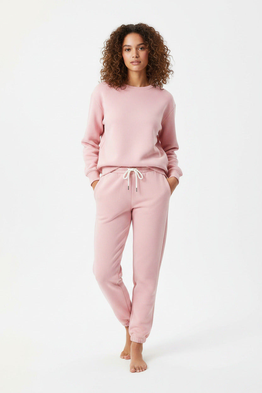 Tuta Donna in Pile Due Pezzi Felpa e Pantaloni Casual Autunno Inverno