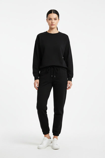 Tuta Donna in Pile Due Pezzi Felpa e Pantaloni Casual Autunno Inverno