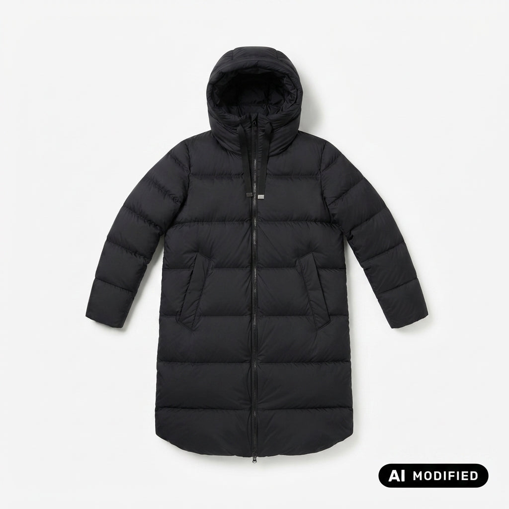 Bomboogie piumino lungo opaco con cappuccio da donna Geneva CW6630TTMST 90 nero