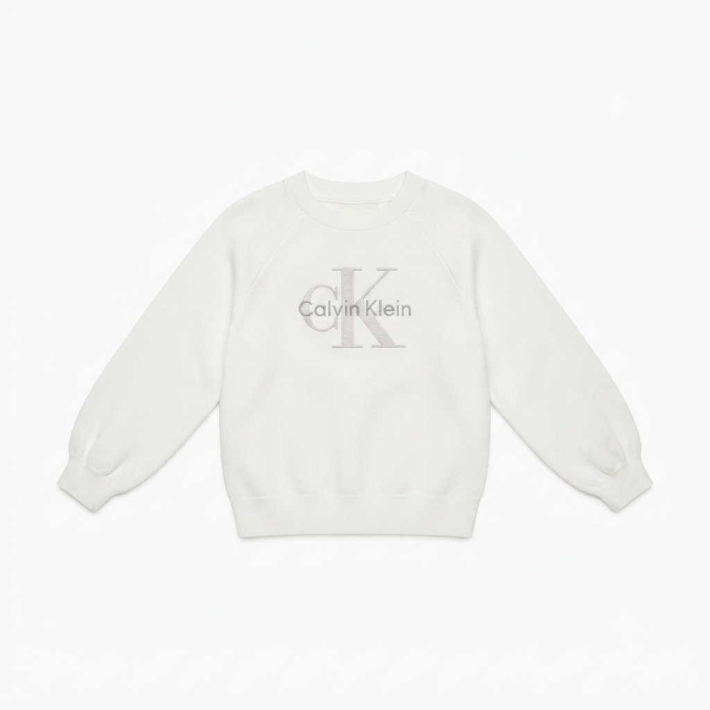 Calvin Klein Junior Maglioncino Monologo Fashion On LVCKTJF06GT Bianco