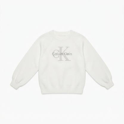Calvin Klein Junior Maglioncino Monologo Fashion On LVCKTJF06GT Bianco