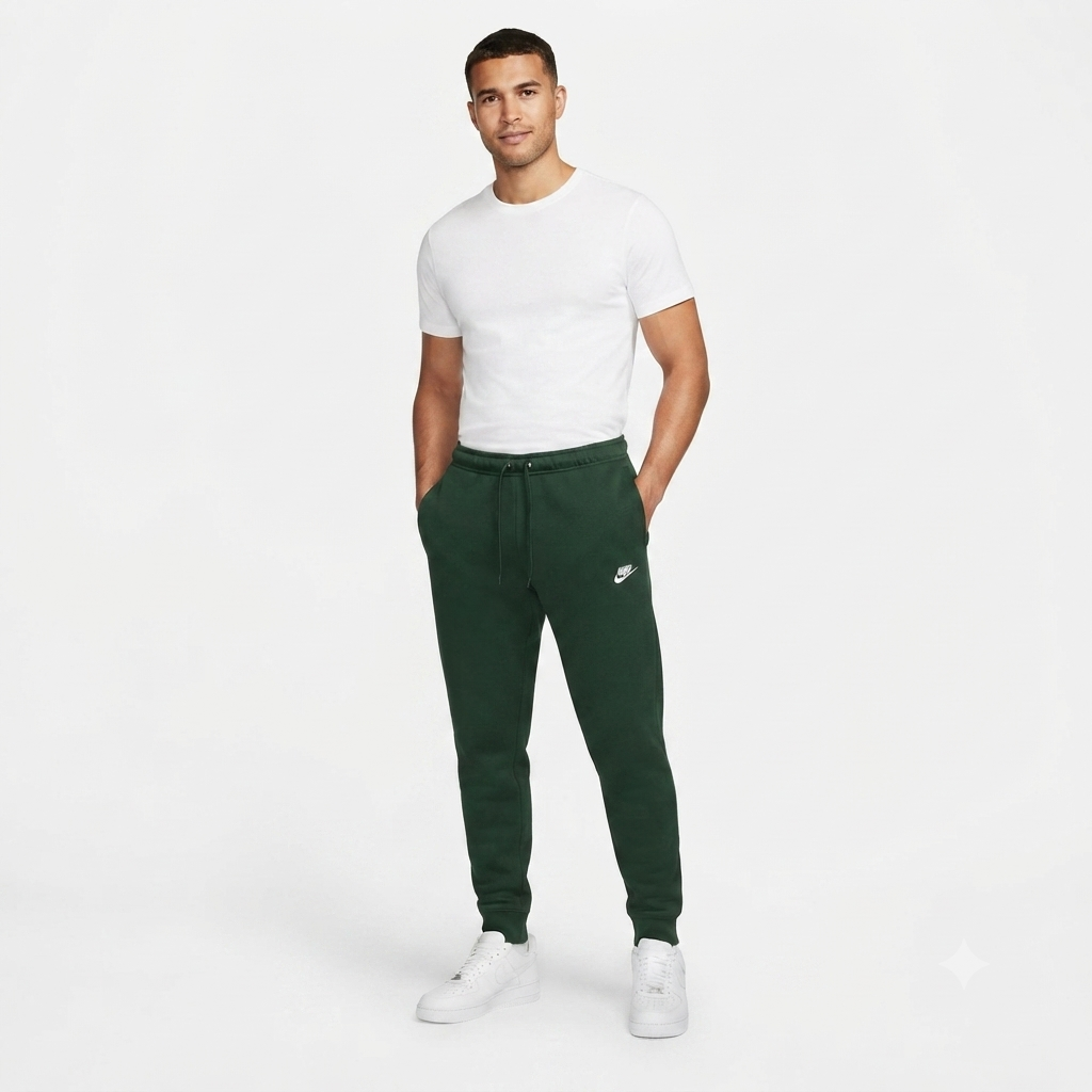 Nike pantalone sportivo uomo in cotone felpato Sportswear Club FN3787-323 verde