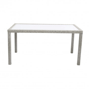 Gartentisch Azore 150 x 90 rechteckig mit Metall- und Wickergeflecht und Glasplatte