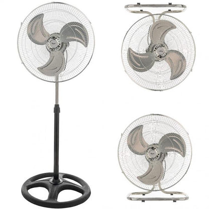 Ventilator 3-in-1 Stand-, Tisch- oder Wandventilator Chromstahl Runder Fuß 60W Ø 52 cm