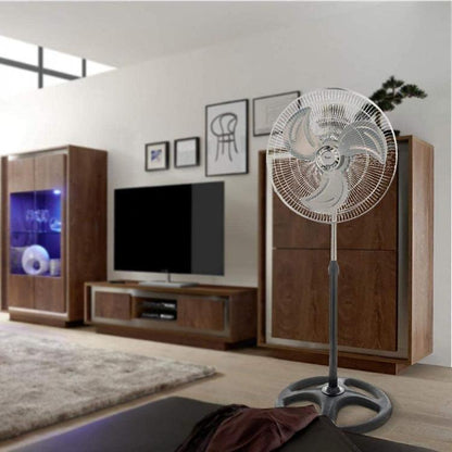 Ventilator 3-in-1 Stand-, Tisch- oder Wandventilator Chromstahl Runder Fuß 60W Ø 52 cm