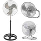 3-in-1 Pedestal, Table, or Wall Fan Chromed Steel Round Base 60W Ø 52 cm
