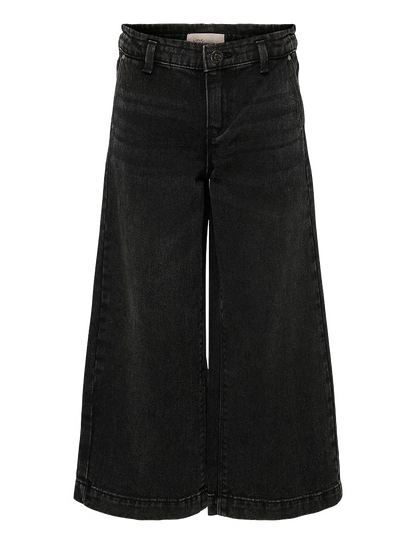 Only KOGCOMET Wide Leg Fit Jeans 15264770 – Jeans Ragazza Nero Gamba Larga 6-14 Anni