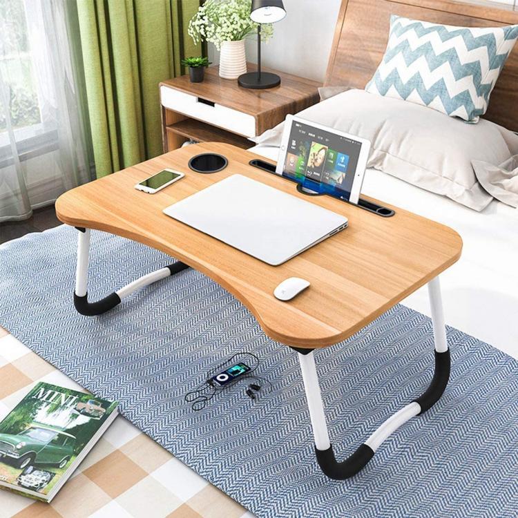 Tavolino Pieghevole Da Letto Vassoio Colazione Studio Tablet Pc Notebook Legno