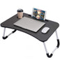 Folding Bedside Table Breakfast Tray Study for PC Notebook Black Wood
